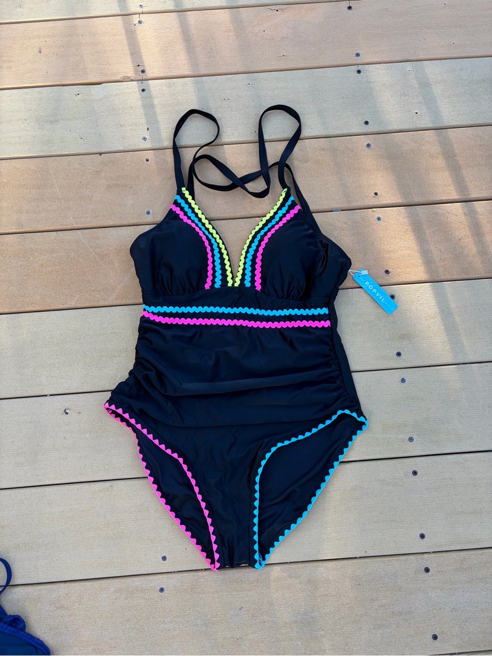 Large popvil One-Piece Swimsuit with Neon Trim
